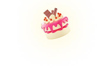 An image of a birthday cake with pink frosting, whipped cream